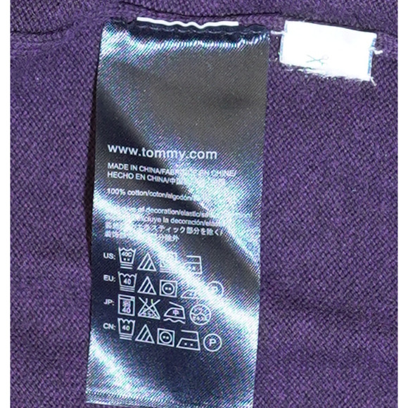 Tommy Hilfiger Men's Sweater Sz XL Argyle Purple Long Sleeve V-Neck Cotton EUC - Picture 9 of 14
